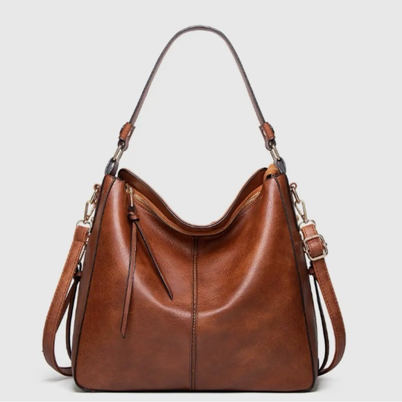 Elegant Brown Faux Leather Shoulder Bag - Picture 6 of 6